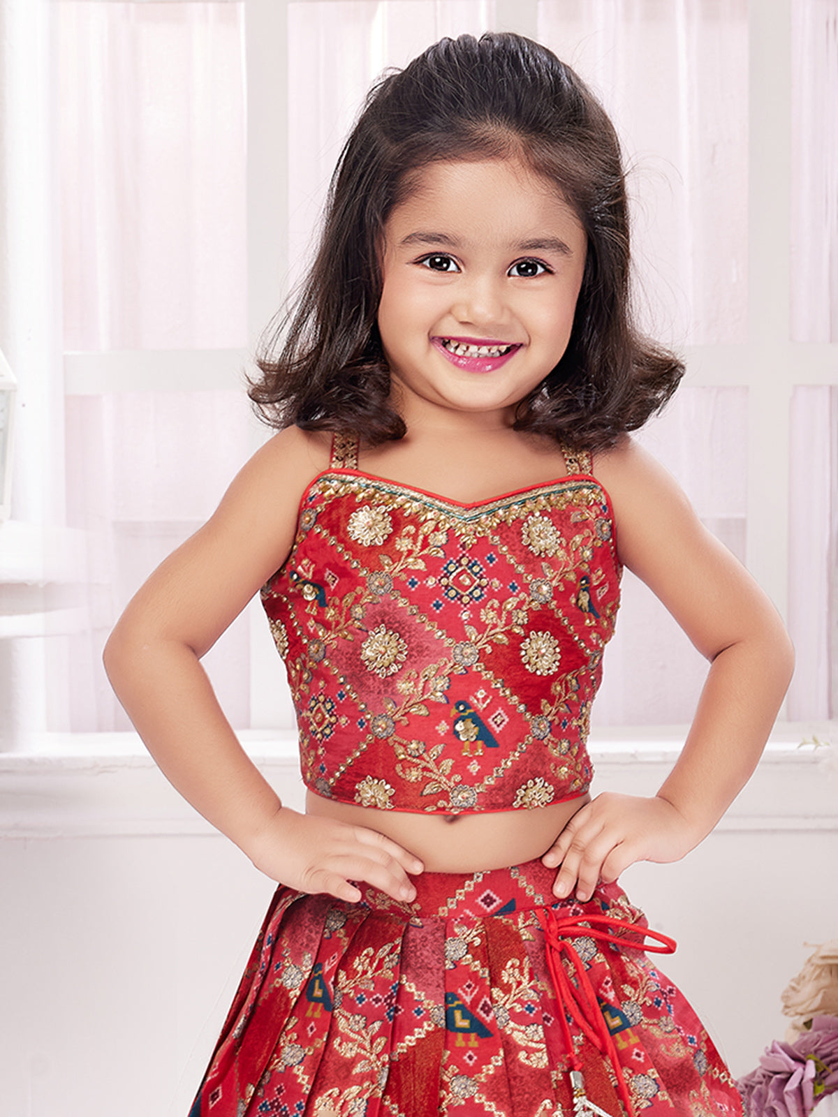 Stunning Red Lehenga Choli In Silk