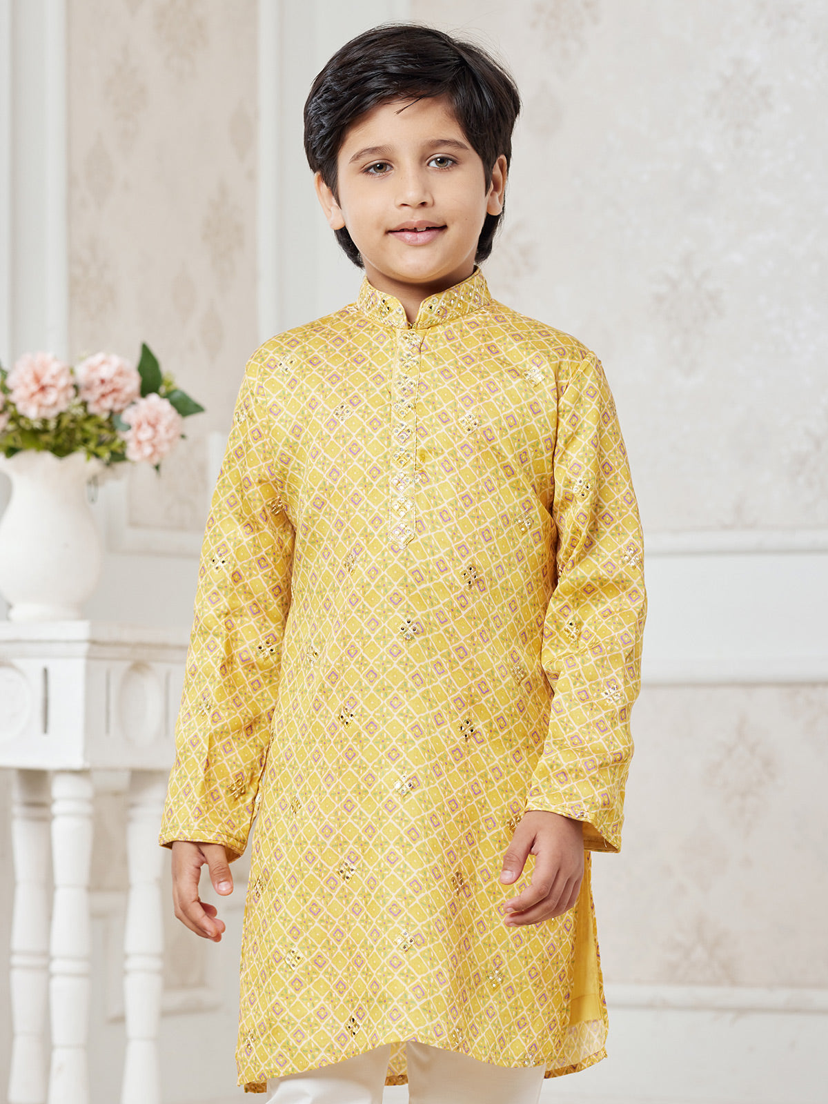 Stunning yellow silk kurta pajama